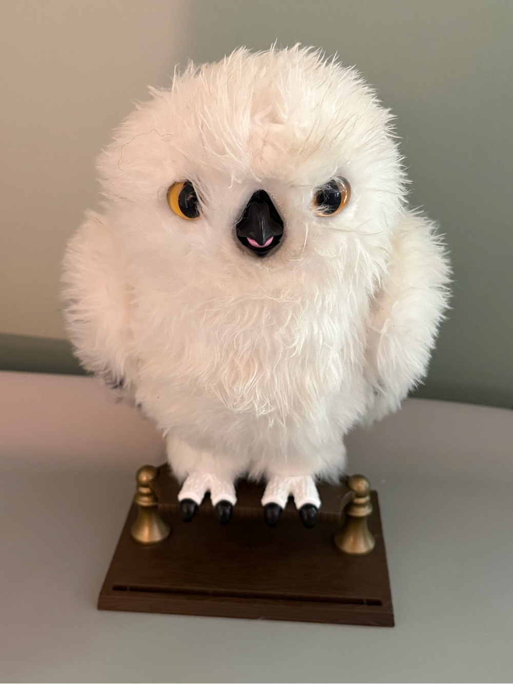 Hedwig White Owl Perching Small Pet Toy electronic. Tweets. Makes noise